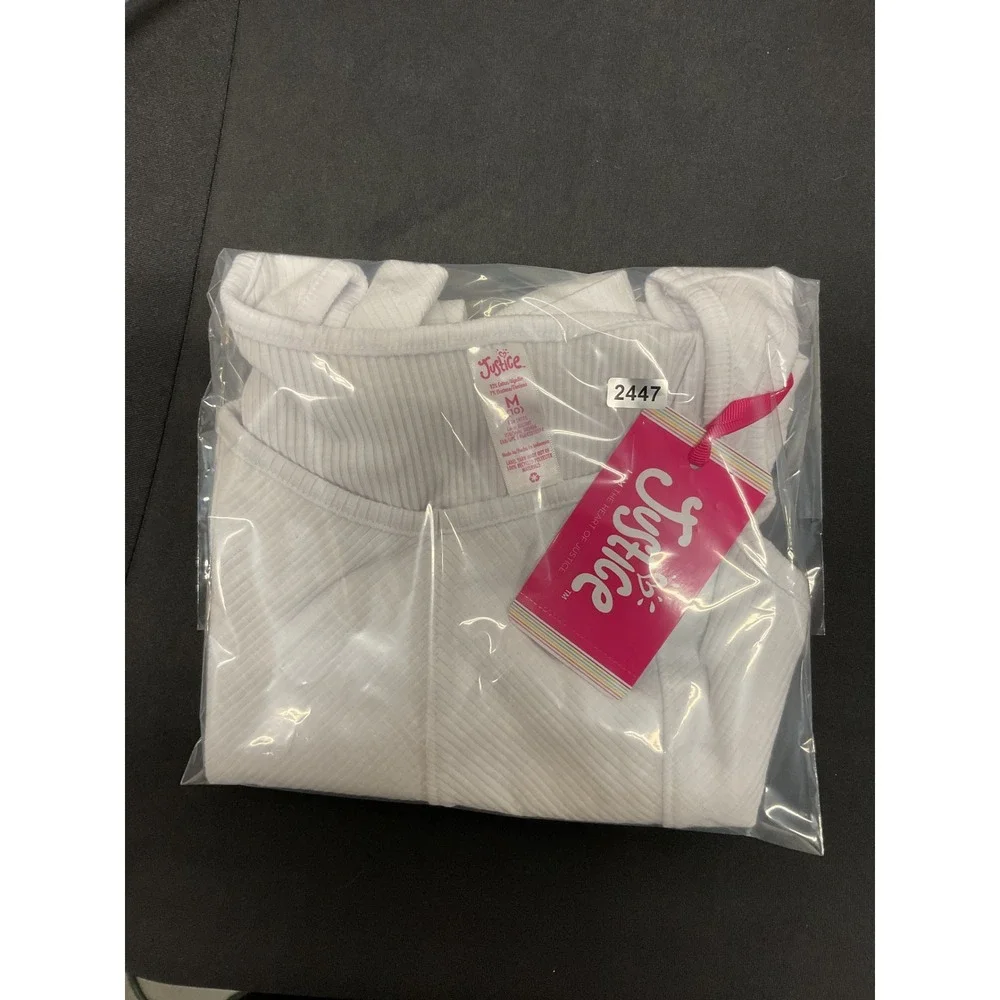 Justice Girls Tank Top Ribbed Base Layer White Size M 10